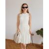 ZESICA Women’s Summer Sleeveless Mini Dress 2026 Crewneck Knit A Line Pleated Swing Casual Basic Short Dress(White)