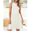 ZESICA Women’s Summer Sleeveless Mini Dress 2026 Crewneck Knit A Line Pleated Swing Casual Basic Short Dress(White)