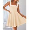 ZESICA Womens Summer Sleeveless Mini Dress Tie Shoulder Square Neck High Waist Swing A Line Short Sundresses(Apricot)