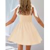 ZESICA Womens Summer Sleeveless Mini Dress Tie Shoulder Square Neck High Waist Swing A Line Short Sundresses(Apricot)