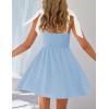 ZESICA Womens Summer Sleeveless Mini Dress Tie Shoulder Square Neck High Waist Swing A Line Short Sundresses(Lightblue)