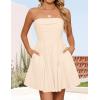 ZESICA Women’s Summer Strapless Mini Dress 2026 Sexy Off Shoulder High Waist A Line Swing Party Short Dresses(Apricot)