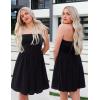 ZESICA Women’s Summer Strapless Mini Dress 2026 Sexy Off Shoulder High Waist A Line Swing Party Short Dresses(Black)