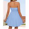 ZESICA Women’s Summer Strapless Mini Dress 2026 Sexy Off Shoulder High Waist A Line Swing Party Short Dresses(Blue)