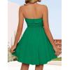 ZESICA Women’s Summer Strapless Mini Dress 2026 Sexy Off Shoulder High Waist A Line Swing Party Short Dresses(Green)