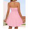 ZESICA Women’s Summer Strapless Mini Dress 2026 Sexy Off Shoulder High Waist A Line Swing Party Short Dresses(Pink)