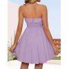 ZESICA Women’s Summer Strapless Mini Dress 2026 Sexy Off Shoulder High Waist A Line Swing Party Short Dresses(Purple)