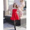 ZESICA Women’s Summer Strapless Mini Dress 2026 Sexy Off Shoulder High Waist A Line Swing Party Short Dresses(Red)