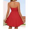 ZESICA Women’s Summer Strapless Mini Dress 2026 Sexy Off Shoulder High Waist A Line Swing Party Short Dresses(Red)