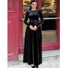 ZESICA Women’s Velvet Maxi Dress Fall 2026 Long Puff Sleeve Crew Neck Elastic High Waist Cocktail Party Bridesmaid Dresses(Black)
