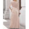 ZESICA Women’s Velvet Maxi Dress Fall 2026 Long Puff Sleeve Crew Neck Elastic High Waist Cocktail Party Bridesmaid Dresses(Champagne)