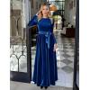 ZESICA Women’s Velvet Maxi Dress Fall 2026 Long Puff Sleeve Crew Neck Elastic High Waist Cocktail Party Bridesmaid Dresses(Cobalt)