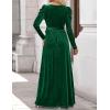 ZESICA Women’s Velvet Maxi Dress Fall 2026 Long Puff Sleeve Crew Neck Elastic High Waist Cocktail Party Bridesmaid Dresses(Dark Green)