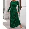 ZESICA Women’s Velvet Maxi Dress Fall 2026 Long Puff Sleeve Crew Neck Elastic High Waist Cocktail Party Bridesmaid Dresses(Dark Green)