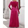 ZESICA Women’s Velvet Maxi Dress Fall 2026 Long Puff Sleeve Crew Neck Elastic High Waist Cocktail Party Bridesmaid Dresses(Rose)