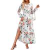 ZESICA Spring Dresses for Women 2026 Long Sleeve Boho Floral V Neck Empire Waist A Line Casual Flowy Wedding Guest Maxi Dress(Ivory)