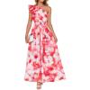 ZESICA Women’s 2026 Boho Floral Sleeveless Maxi Dress Ruffle One Shoulder Elatsic High Waist Beach Party Long Dresses(Red)