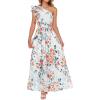 ZESICA Women’s 2026 Boho Floral Sleeveless Maxi Dress Ruffle One Shoulder Elatsic High Waist Beach Party Long Dresses(White)