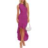 ZESICA Women’s 2026 Summer Ruched Bodycon Dress Sleeveless Backless Ruffle Mermaid Cocktail Wedding Party Dresses(Eggplant)
