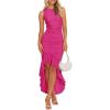 ZESICA Women’s 2026 Summer Ruched Bodycon Dress Sleeveless Backless Ruffle Mermaid Cocktail Wedding Party Dresses(Rose)