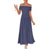 ZESICA Women’s Off The Shoulder Maxi Dress 2026 Summer Sleeveless Casual Slim Swing Pleated Formal Party Dresses(Dusty Blue)
