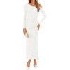 ZESICA Women’s Spring Floral Off Shoulder Bodycon Maxi Dresses 2026 Long Sleeve Ruched Elegant Cocktail Party Dress(White)
