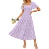 ZESICA Women‘s Summer Boho Floral Midi Dress 2026 Casual Short Sleeve Square Neck Flowy Beach Vacation Long Dress(Purple)