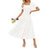 ZESICA Women‘s Summer Boho Floral Midi Dress 2026 Casual Short Sleeve Square Neck Flowy Beach Vacation Long Dress(White)