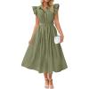 ZESICA Womens Summer Button Midi Dresses 2026 Flutter Short Sleeve Belted Business Casual Work Long Dresses with Pockets(Green)