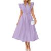 ZESICA Womens Summer Button Midi Dresses 2026 Flutter Short Sleeve Belted Business Casual Work Long Dresses with Pockets(Purple)