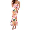 ZESICA Womens Summer Floral Spaghetti Straps Maxi Dress 2026 Sleeveless Square Neck Bodycon Beach Boho Long Dresses(Pink)