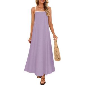 ZESICA Women’s 2026 Summer Boho Sleeveless Maxi Dress Spaghetti Straps Casual Flowy A Line Beach Party Long Dresses(Purple)