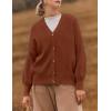 ZESICA Women’s 2026 Fall Casual Long Sleeve Cardigan V Neck Button Down Open Front Knit Loose Oversized Sweater Coat(Caramel)