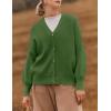 ZESICA Women’s 2026 Fall Casual Long Sleeve Cardigan V Neck Button Down Open Front Knit Loose Oversized Sweater Coat(Green)
