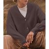 ZESICA Women’s 2026 Fall Casual Long Sleeve Cardigan V Neck Button Down Open Front Knit Loose Oversized Sweater Coat(Nutmeg)