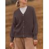 ZESICA Women’s 2026 Fall Casual Long Sleeve Cardigan V Neck Button Down Open Front Knit Loose Oversized Sweater Coat(Nutmeg)