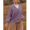 ZESICA Women’s 2026 Fall Casual Long Sleeve Cardigan V Neck Button Down Open Front Knit Loose Oversized Sweater Coat(Purple)
