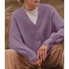 ZESICA Women’s 2026 Fall Casual Long Sleeve Cardigan V Neck Button Down Open Front Knit Loose Oversized Sweater Coat(Purple)