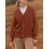 ZESICA Women’s 2026 Fall Casual Long Sleeve Cardigan V Neck Button Down Open Front Knit Loose Oversized Sweater Coat(Rust)