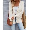 ZESICA Women’s 2026 Fall Casual Long Sleeve Cardigan V Neck Button Down Open Front Knit Loose Oversized Sweater Coat(White)