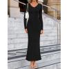 ZESICA Women’s 2026 Spring Sweater Dress Long Sleeve V Neck Ribbed Knit Party Cocktail Bodycon Maxi Dresses(Black)