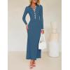 ZESICA Women’s Long Sleeve Sweater Dress 2026 Fall V Neck Ribbed Knit Casual Formal Cocktail Bodycon Maxi Dresses(Dark Blue)