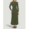ZESICA Women’s Long Sleeve Sweater Dress Fall 2026 Crewneck Ribbed Knit Pleated A-Line Maxi Wedding Guest Dresses(Army Green)