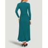 ZESICA Women’s Long Sleeve Sweater Dress Fall 2026 Crewneck Ribbed Knit Pleated A-Line Maxi Wedding Guest Dresses(Peacock Blue)