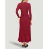 ZESICA Women’s Long Sleeve Sweater Dress Fall 2026 Crewneck Ribbed Knit Pleated A-Line Maxi Wedding Guest Dresses(Wine)