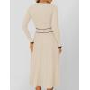 ZESICA Women’s Spring Pleated Sweater Dress Long Sleeve Crewneck Ribbed Knitted Midi Dresses