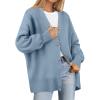 ZESICA Women’s 2026 Fall Casual Long Sleeve Cardigan V Neck Button Down Open Front Knit Loose Oversized Sweater Coat(Blue)