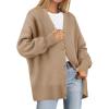 ZESICA Women’s 2026 Fall Casual Long Sleeve Cardigan V Neck Button Down Open Front Knit Loose Oversized Sweater Coat(Khaki)