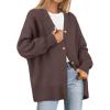 ZESICA Women’s 2026 Fall Casual Long Sleeve Cardigan V Neck Button Down Open Front Knit Loose Oversized Sweater Coat(Nutmeg)
