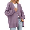 ZESICA Women’s 2026 Fall Casual Long Sleeve Cardigan V Neck Button Down Open Front Knit Loose Oversized Sweater Coat(Purple)